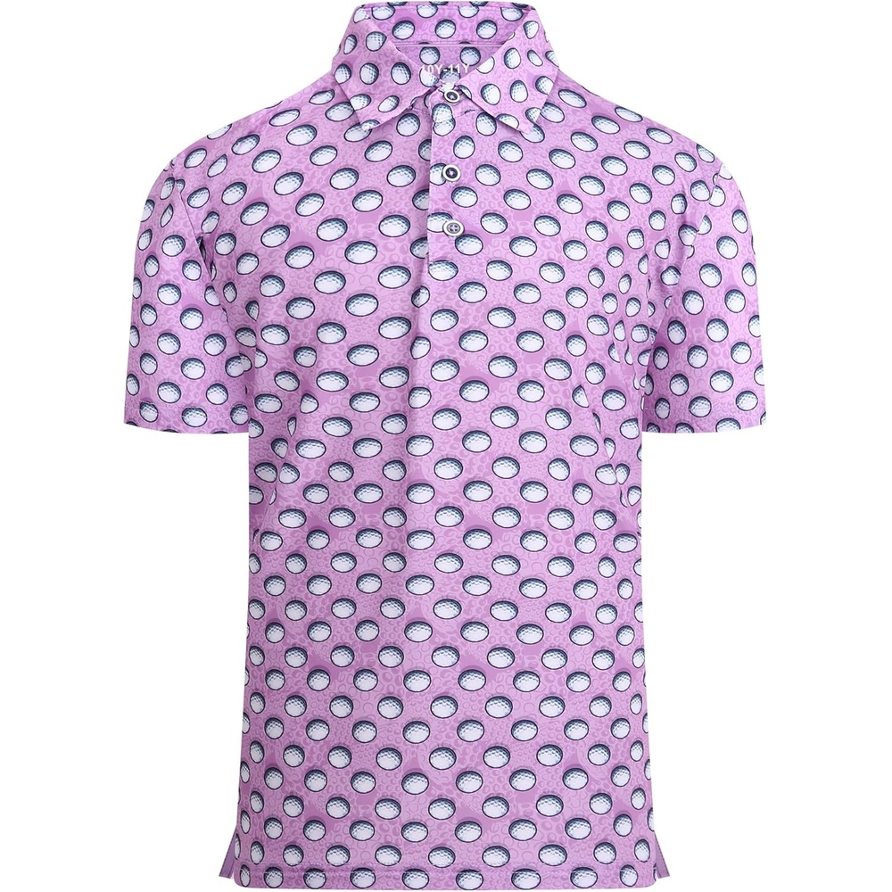 image:imageAlex Vando Boys Polo Shirt Hawaiian Golf Short Sleeve Moisture Wicking Quick Dry Stretch Print Casual Summer TopsPurplewhitegolf