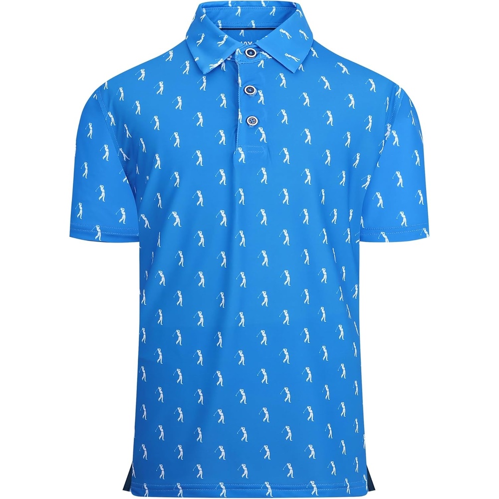 image:imageAlex Vando Boys Polo Shirt Hawaiian Golf Short Sleeve Moisture Wicking Quick Dry Stretch Print Casual Summer TopsRoyalblueswing