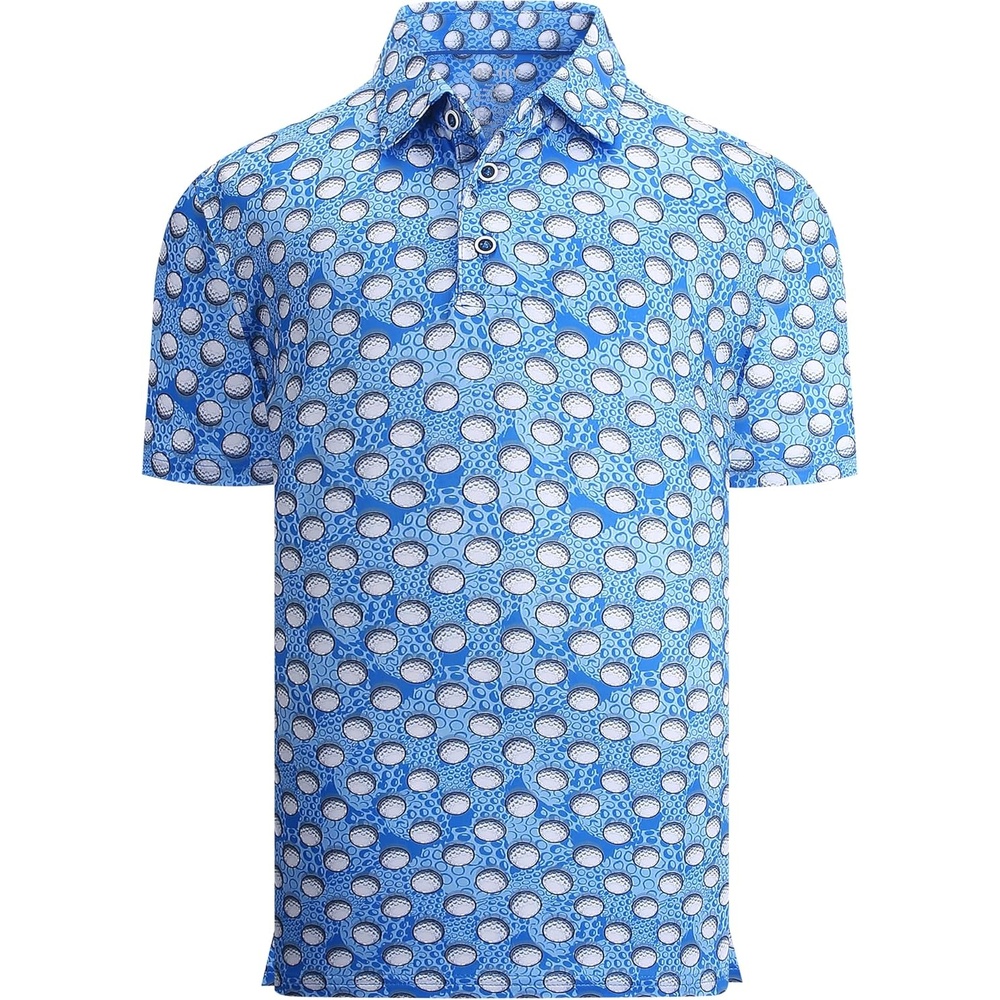 image:imageAlex Vando Boys Polo Shirt Hawaiian Golf Short Sleeve Moisture Wicking Quick Dry Stretch Print Casual Summer TopsRoyalwhiteball