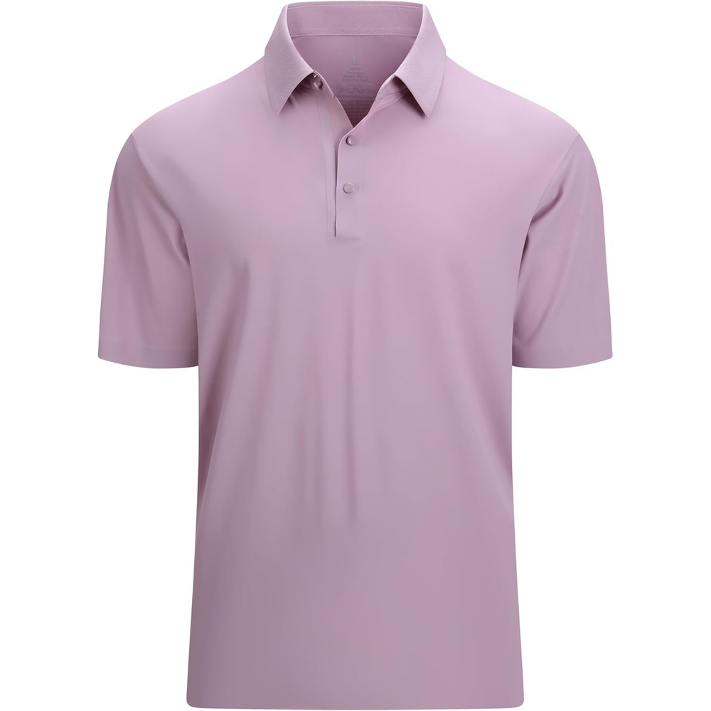 image:imageAlex Vando Mens Golf Shirt Moisture Wicking QuickDry Solid Short Sleeve Polo Shirts for MenPurple 100