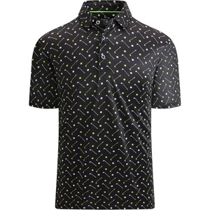 Alex Vando Boys Polo Shirt Hawaiian Golf Short Sleeve Moisture Wicking Quick Dry Stretch Print Casual Summer Tops(Blackgolf)