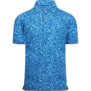 Alex Vando Boys Polo Shirt Hawaiian Golf Short Sleeve Moisture Wicking Quick Dry Stretch Print Casual Summer Tops(Blueripple)