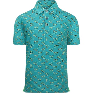 Alex Vando Boys Polo Shirt Hawaiian Golf Short Sleeve Moisture Wicking Quick Dry Stretch Print Casual Summer Tops(Greensightseeing)