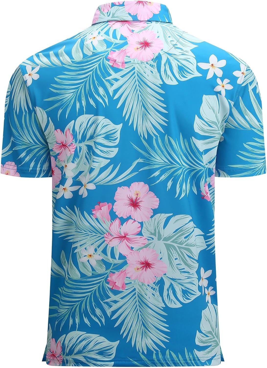 image:imageAlex Vando Mens Hawaiian Golf Shirt Moisture Wicking Digital Print Golf Shirts for MenHibiscus Palm