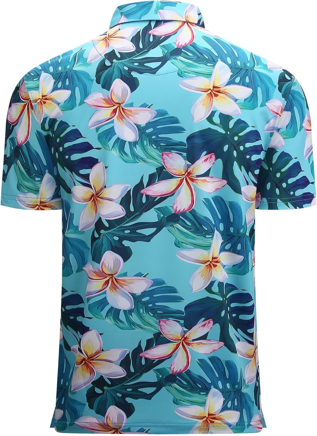 image:imageAlex Vando Mens Hawaiian Golf Shirt Moisture Wicking Digital Print Golf Shirts for MenPlumeria Monstera