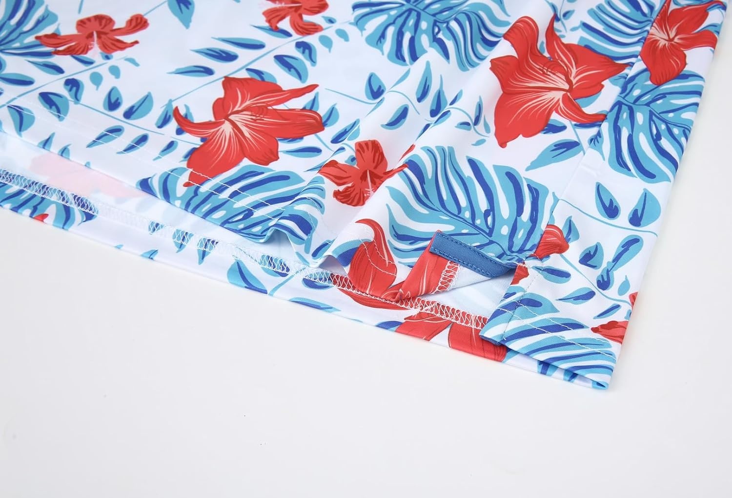 image:imageAlex Vando Mens Hawaiian Golf Shirt Moisture Wicking Digital Print Golf Shirts for MenRed Hibiscus Leaf