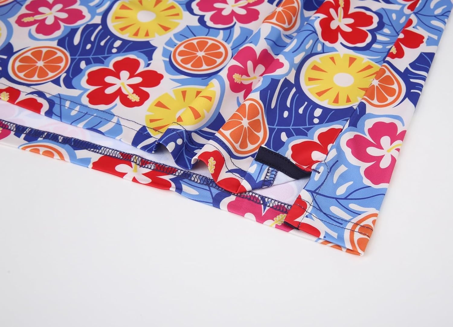image:imageAlex Vando Mens Hawaiian Golf Shirt Moisture Wicking Digital Print Golf Shirts for MenTropical Fruit Floral