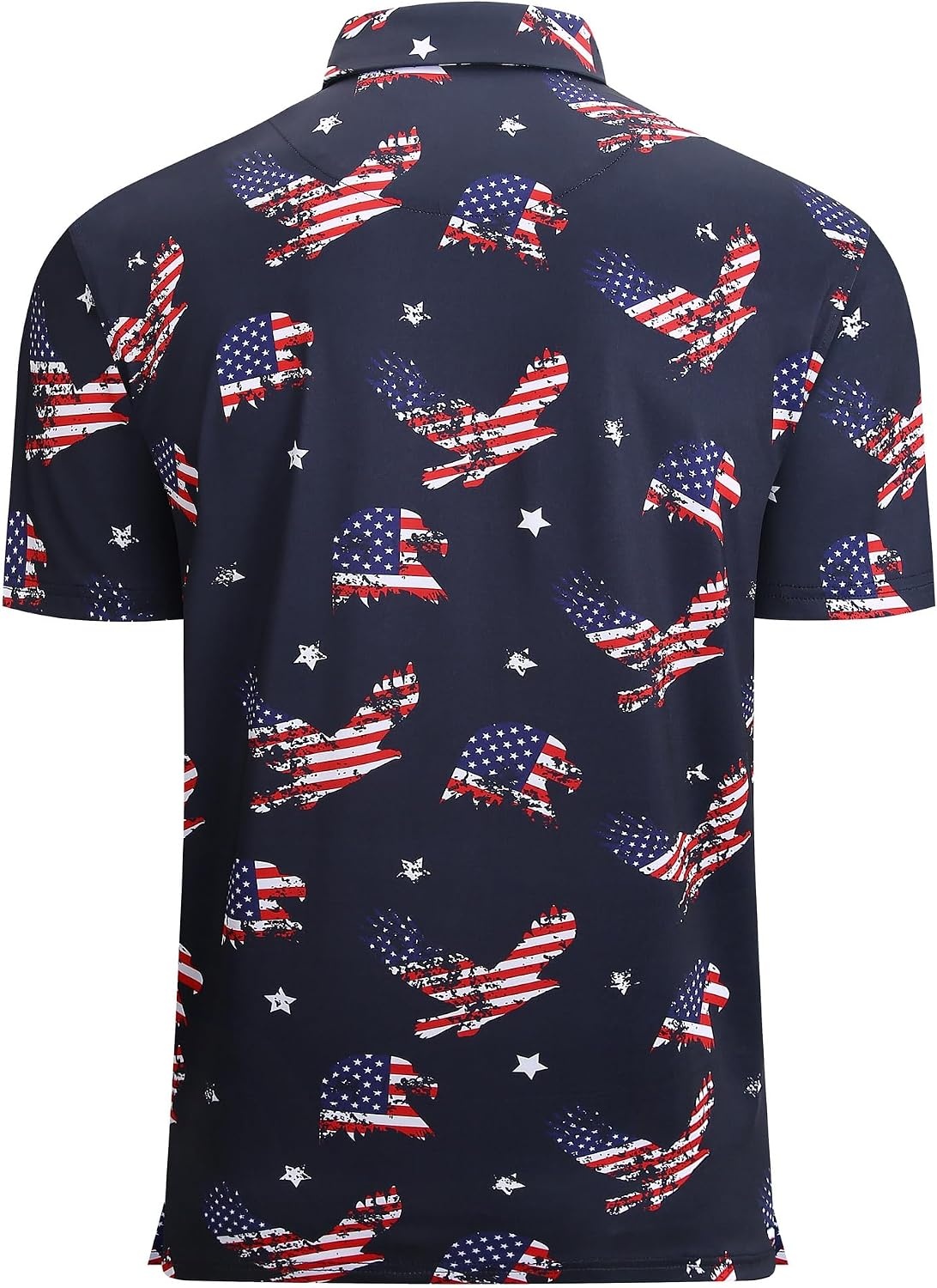 image:imageAlex Vando Mens Polo Shirts Short Sleeve Regular Fit Fashion Designed ShirtEagle Flag