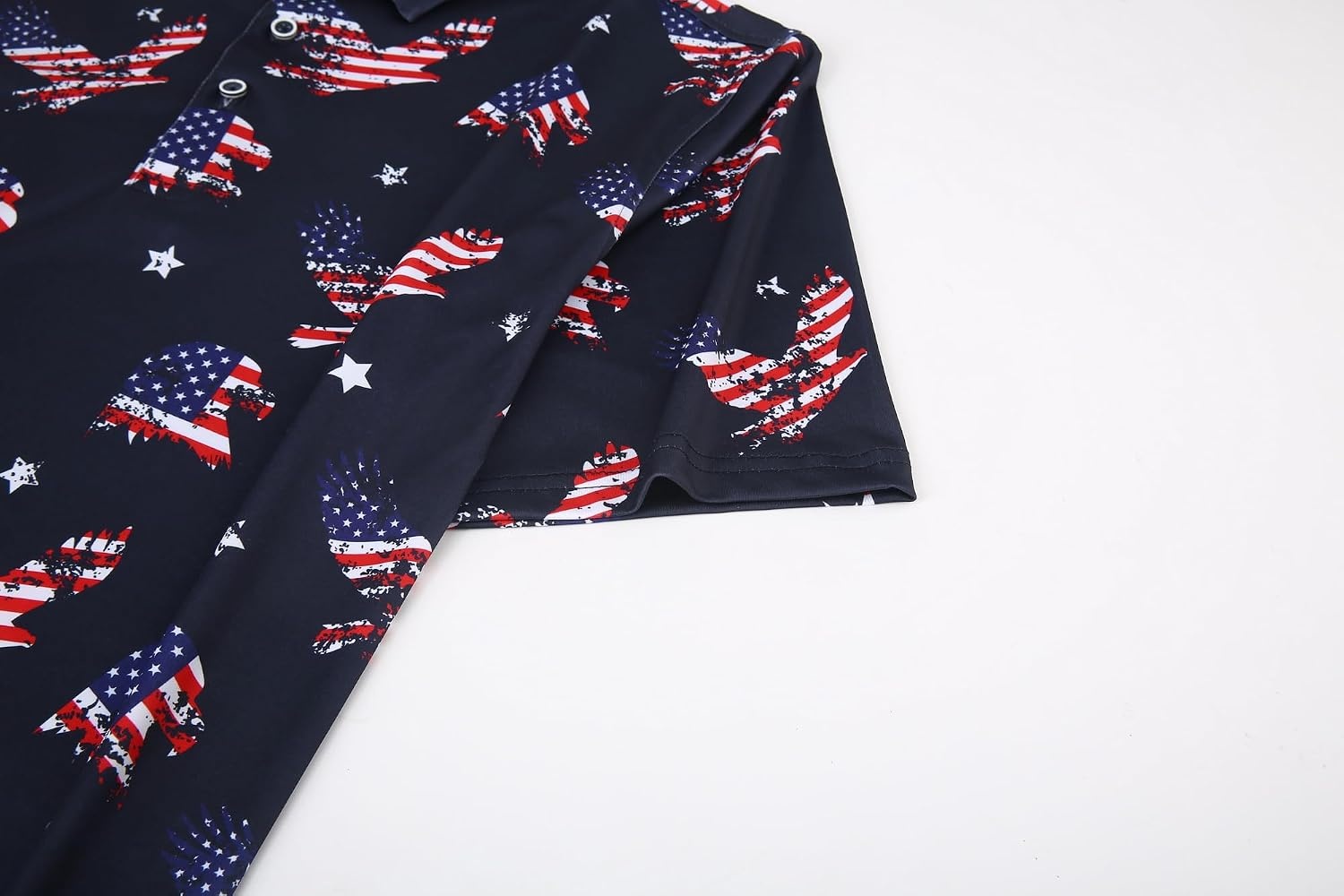 image:imageAlex Vando Mens Polo Shirts Short Sleeve Regular Fit Fashion Designed ShirtEagle Flag