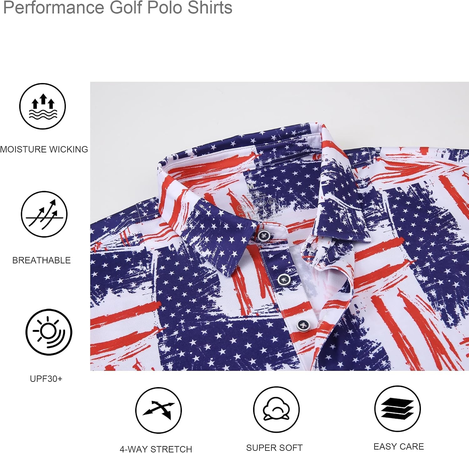 image:imageAlex Vando Mens Polo Shirts Short Sleeve Regular Fit Fashion Designed ShirtStars and Stripes