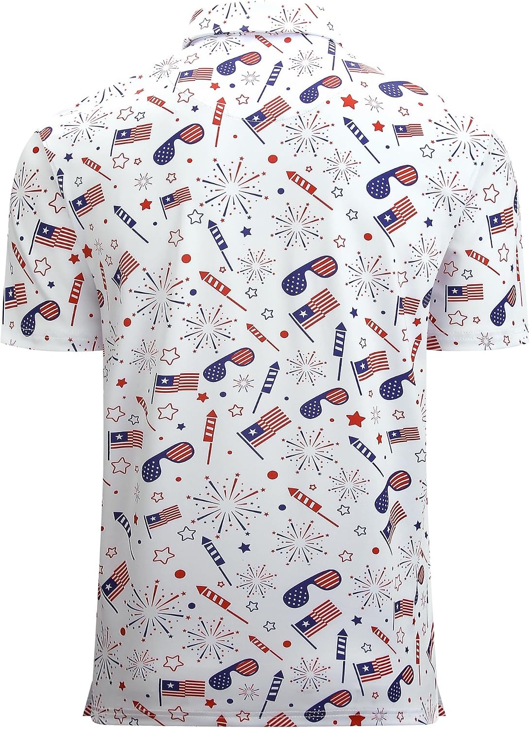 image:imageAlex Vando Mens Polo Shirts Short Sleeve Regular Fit Fashion Designed ShirtWhite American Flag