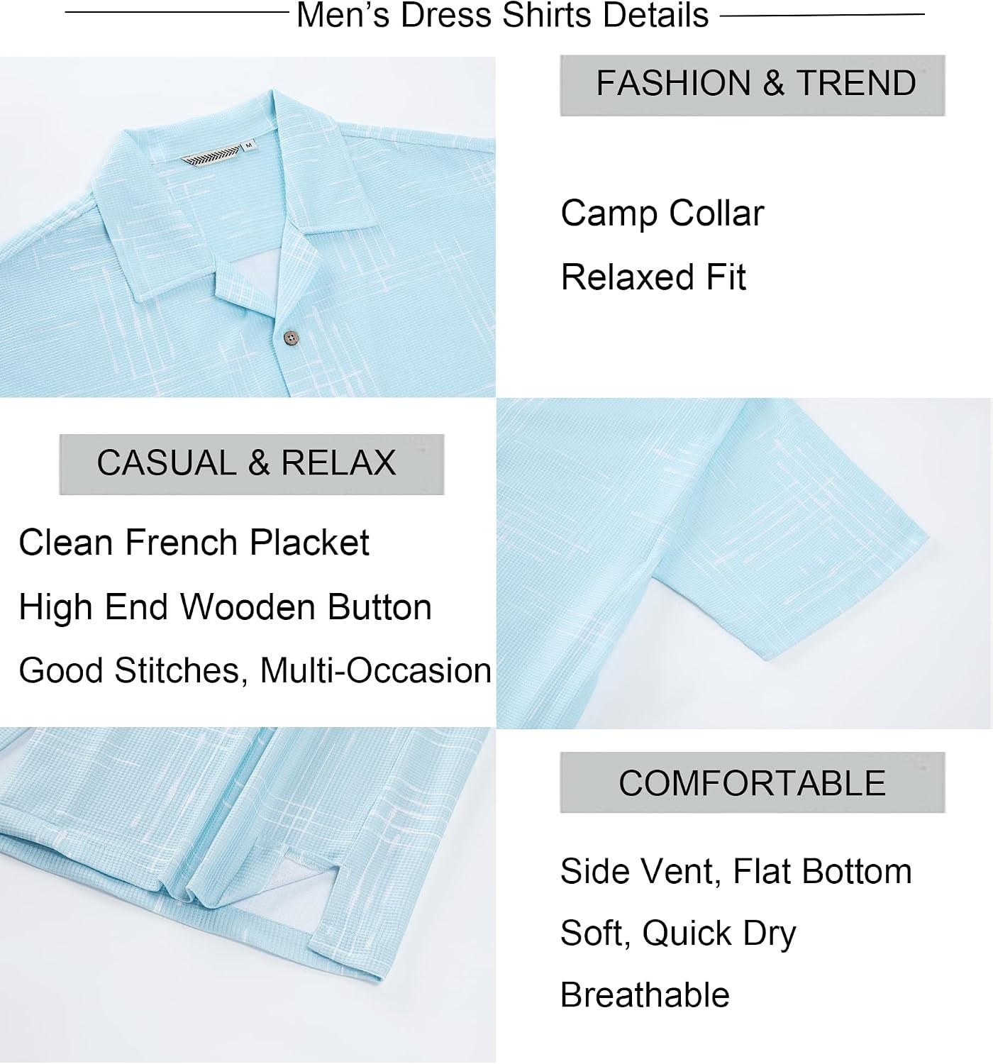 image:imageAlex Vando Mens Short Sleeve 2Piece Outfit Summer Shirt amp Shorts SetsBlue Line