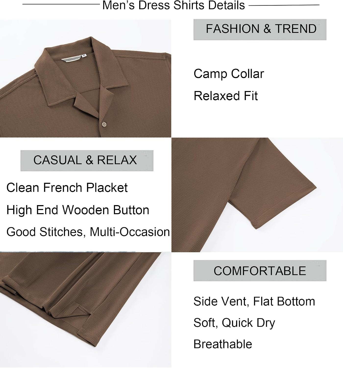 image:imageAlex Vando Mens Short Sleeve 2Piece Outfit Summer Shirt amp Shorts SetsBrown
