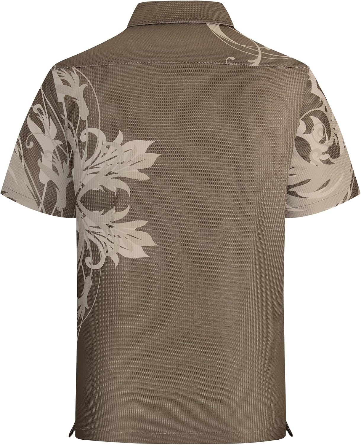 image:imageAlex Vando Mens Short Sleeve 2Piece Outfit Summer Shirt amp Shorts SetsBrown Leaf
