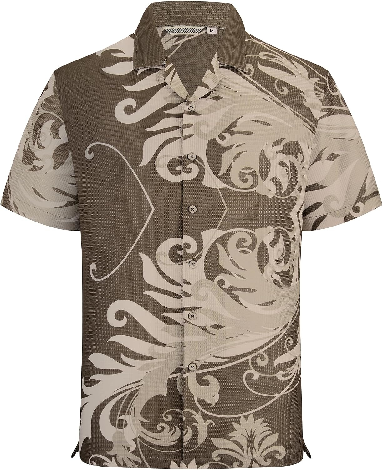 image:imageAlex Vando Mens Short Sleeve 2Piece Outfit Summer Shirt amp Shorts SetsBrown Leaf