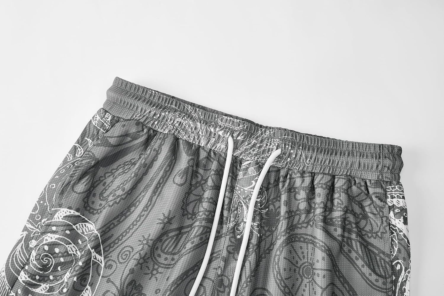 image:imageAlex Vando Mens Short Sleeve 2Piece Outfit Summer Shirt amp Shorts SetsGrey Paisley
