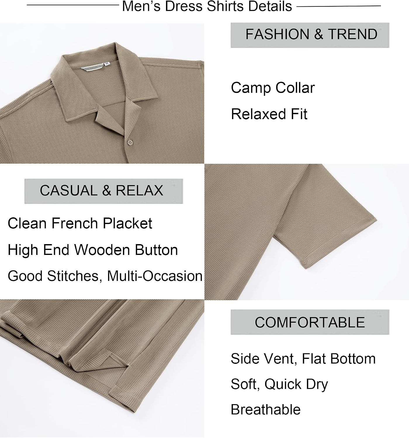 image:imageAlex Vando Mens Short Sleeve 2Piece Outfit Summer Shirt amp Shorts SetsKhaki