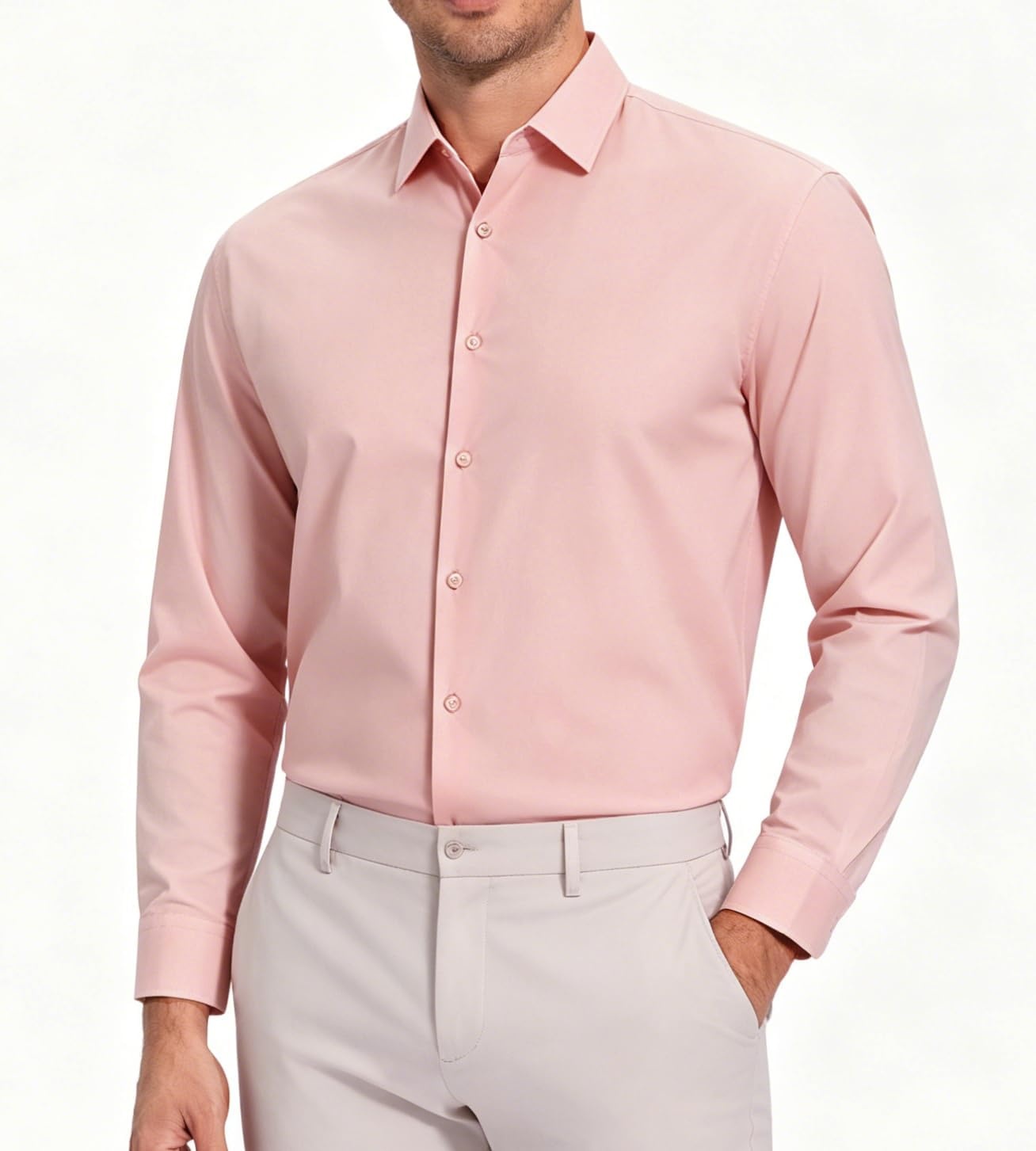 image:imageAlex Vando Mens Wrinkle Resistant Business Casual Stretch Dress Shirt Lightweight silky textureeasy washneat silhouetteflexible mobilitymultiscene matchinglow upkeepdaily office amp travelPink