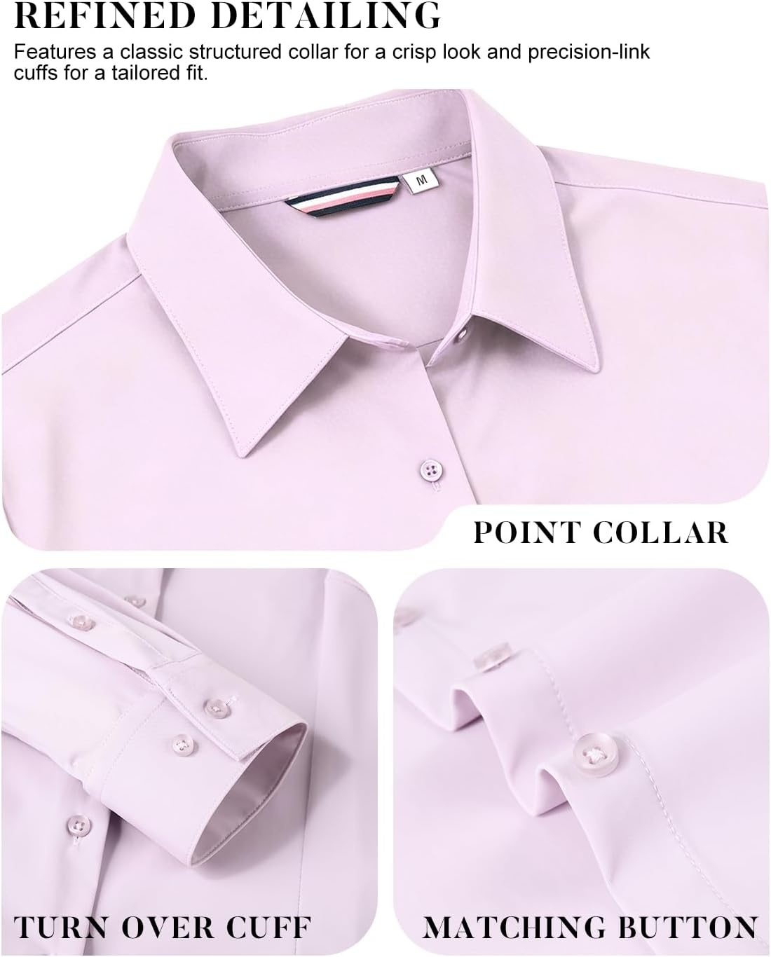 image:imageAlex Vando Womens Dress Shirts Wrinkle Free Regular Fit Solid Long Sleeve Stretch Work ShirtLightpurple