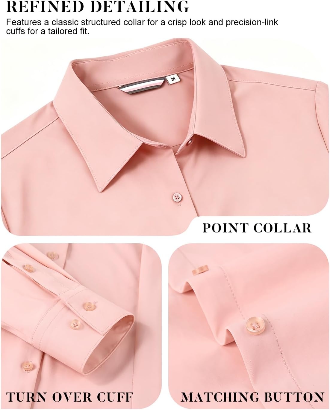 image:imageAlex Vando Womens Dress Shirts Wrinkle Free Regular Fit Solid Long Sleeve Stretch Work ShirtPink