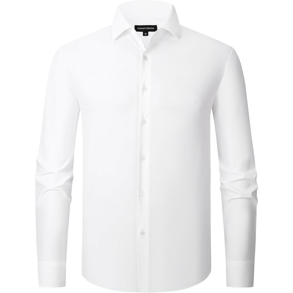 image:imageAlex Vando Mens Wrinkle Resistant Business Casual Stretch Dress Shirt Lightweight silky textureeasy washneat silhouetteflexible mobilitymultiscene matchinglow upkeepdaily office amp travelWhite