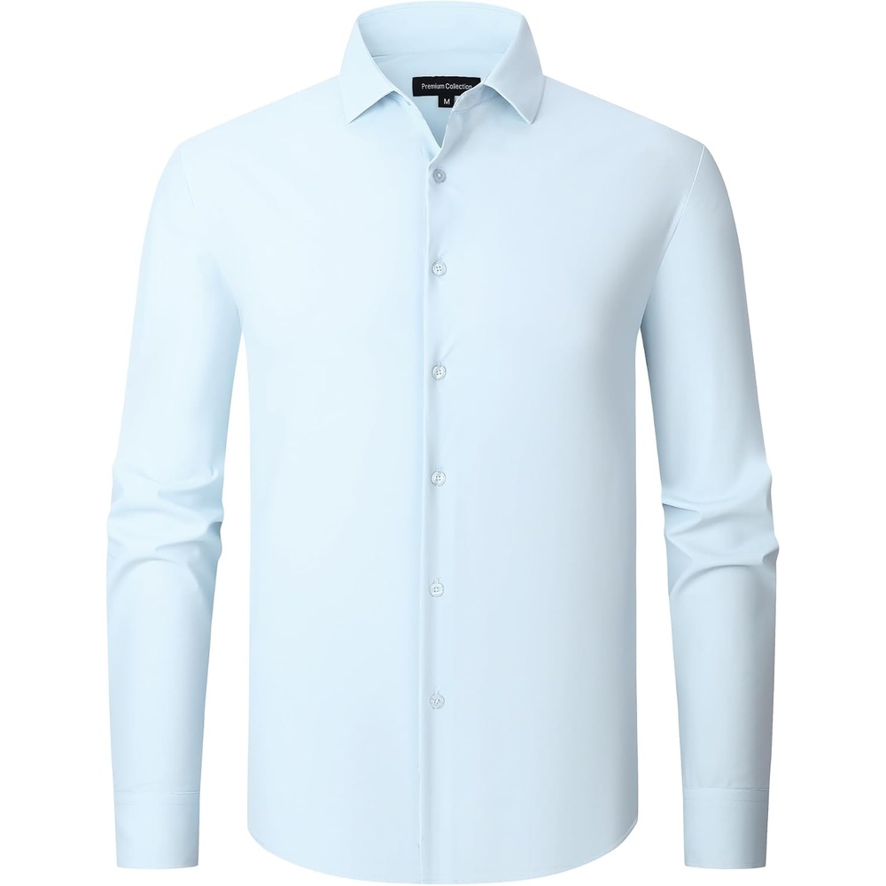 image:imageAlex Vando Mens Wrinkle Resistant Business Casual Stretch Dress Shirt Lightweight silky textureeasy washneat silhouetteflexible mobilitymultiscene matchinglow upkeepdaily office amp travelBlue