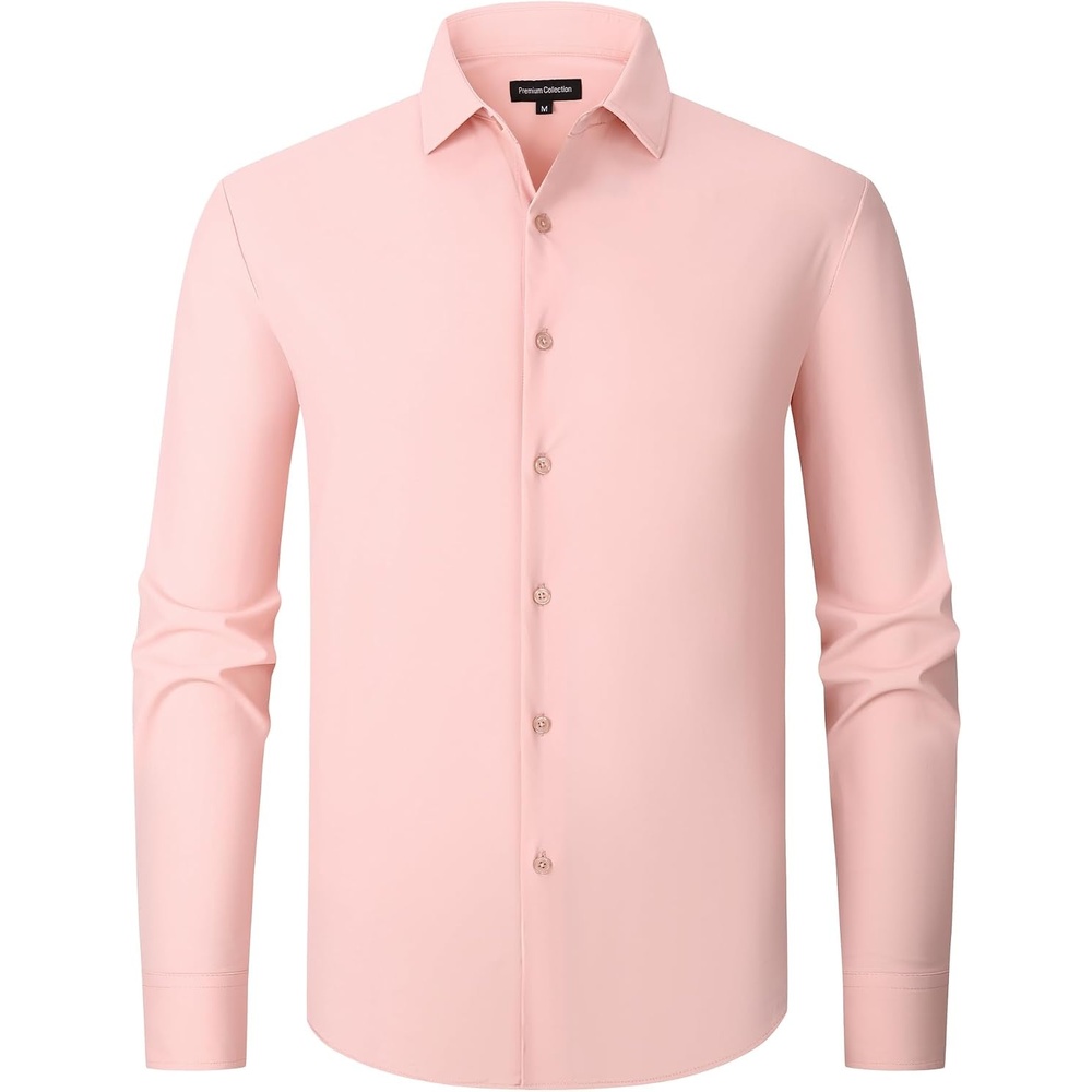 image:imageAlex Vando Mens Wrinkle Resistant Business Casual Stretch Dress Shirt Lightweight silky textureeasy washneat silhouetteflexible mobilitymultiscene matchinglow upkeepdaily office amp travelPink
