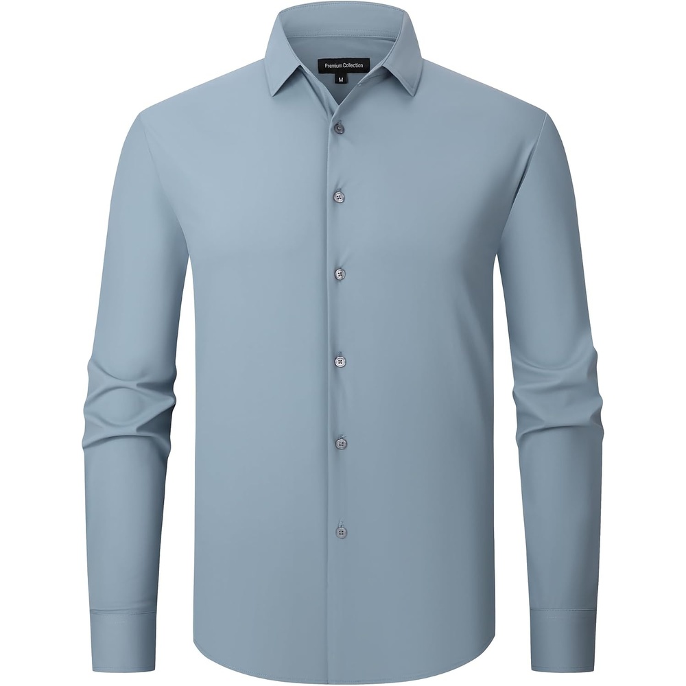 image:imageAlex Vando Mens Wrinkle Resistant Business Casual Stretch Dress Shirt Lightweight silky textureeasy washneat silhouetteflexible mobilitymultiscene matchinglow upkeepdaily office amp travelDusty Blue