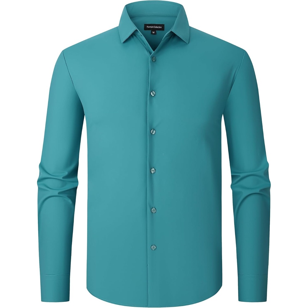 image:imageAlex Vando Mens Wrinkle Resistant Business Casual Stretch Dress Shirt Lightweight silky textureeasy washneat silhouetteflexible mobilitymultiscene matchinglow upkeepdaily office amp travelTeal