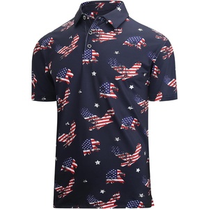 Alex Vando Mens Polo Shirts Short Sleeve Regular Fit Fashion Designed Shirt(Eagle Flag)
