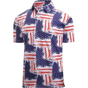 Alex Vando Mens Polo Shirts Short Sleeve Regular Fit Fashion Designed Shirt(Stars and Stripes)