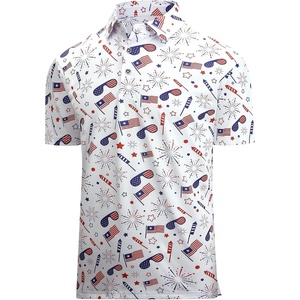 Alex Vando Mens Polo Shirts Short Sleeve Regular Fit Fashion Designed Shirt(White American Flag)