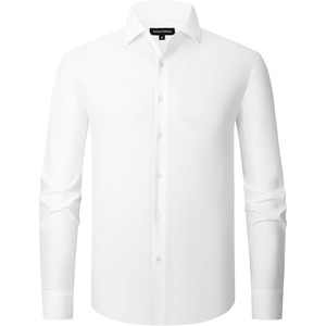 Alex Vando Mens Wrinkle Resistant Business Casual Stretch Dress Shirt | Lightweight silky texture,easy wash,neat silhouette,flexible mobility,multi-scene matching,low upkeep,daily office & travel(White)