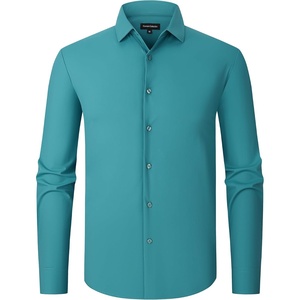 Alex Vando Mens Wrinkle Resistant Business Casual Stretch Dress Shirt | Lightweight silky texture,easy wash,neat silhouette,flexible mobility,multi-scene matching,low upkeep,daily office & travel(Teal)