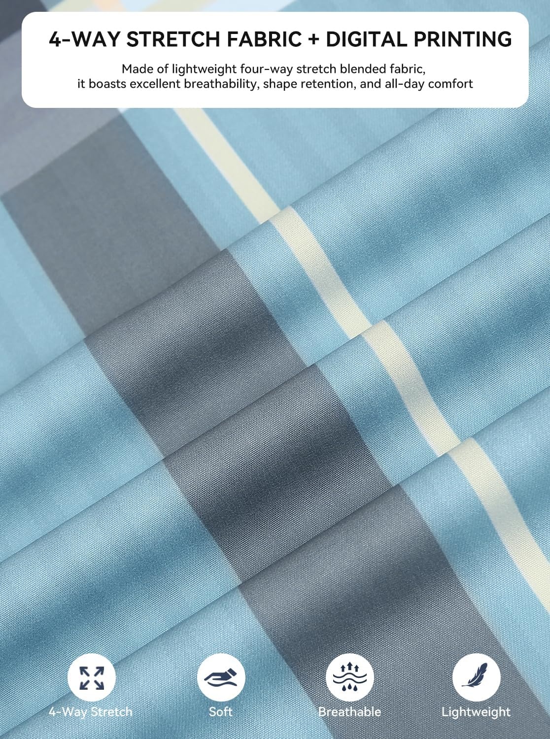 image:imageAlex Vando Mens Big Plaid Button Down Shirts Wrinkle Free 4Way Stretch Print Business Casual Shirt40 BlueGrey