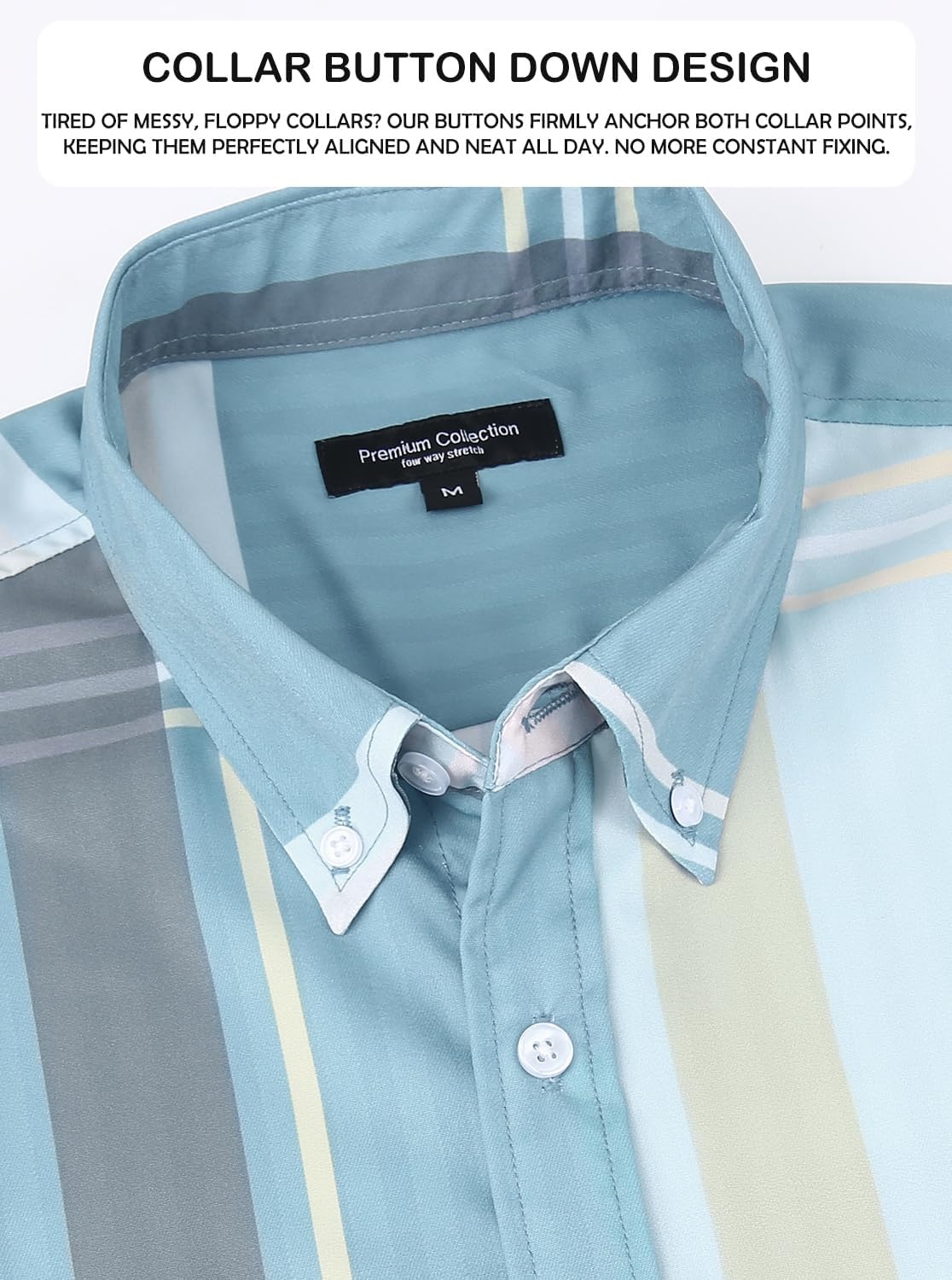 image:imageAlex Vando Mens Big Plaid Button Down Shirts Wrinkle Free 4Way Stretch Print Business Casual Shirt40 BlueGrey