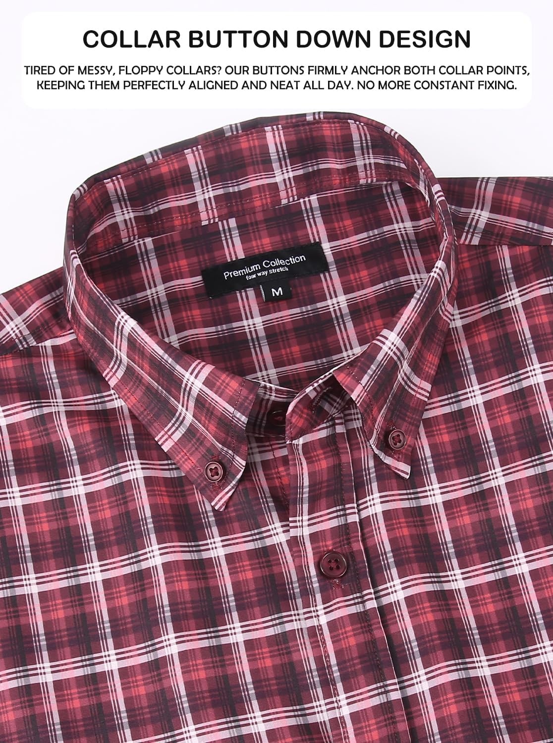image:imageAlex Vando Mens Big Plaid Button Down Shirts Wrinkle Free 4Way Stretch Print Business Casual Shirt93 Red Black