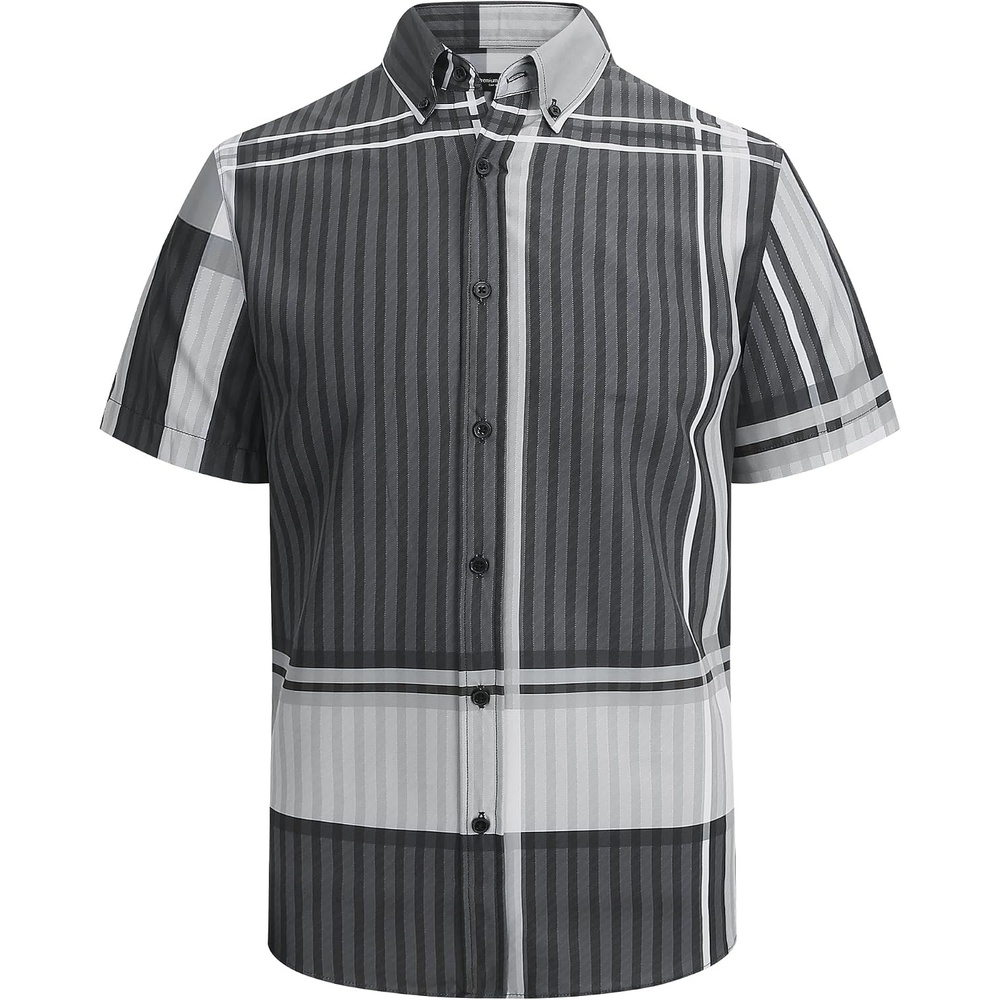 image:imageAlex Vando Mens Big Plaid Button Down Shirts Wrinkle Free 4Way Stretch Print Business Casual Shirt40 BlackGrey