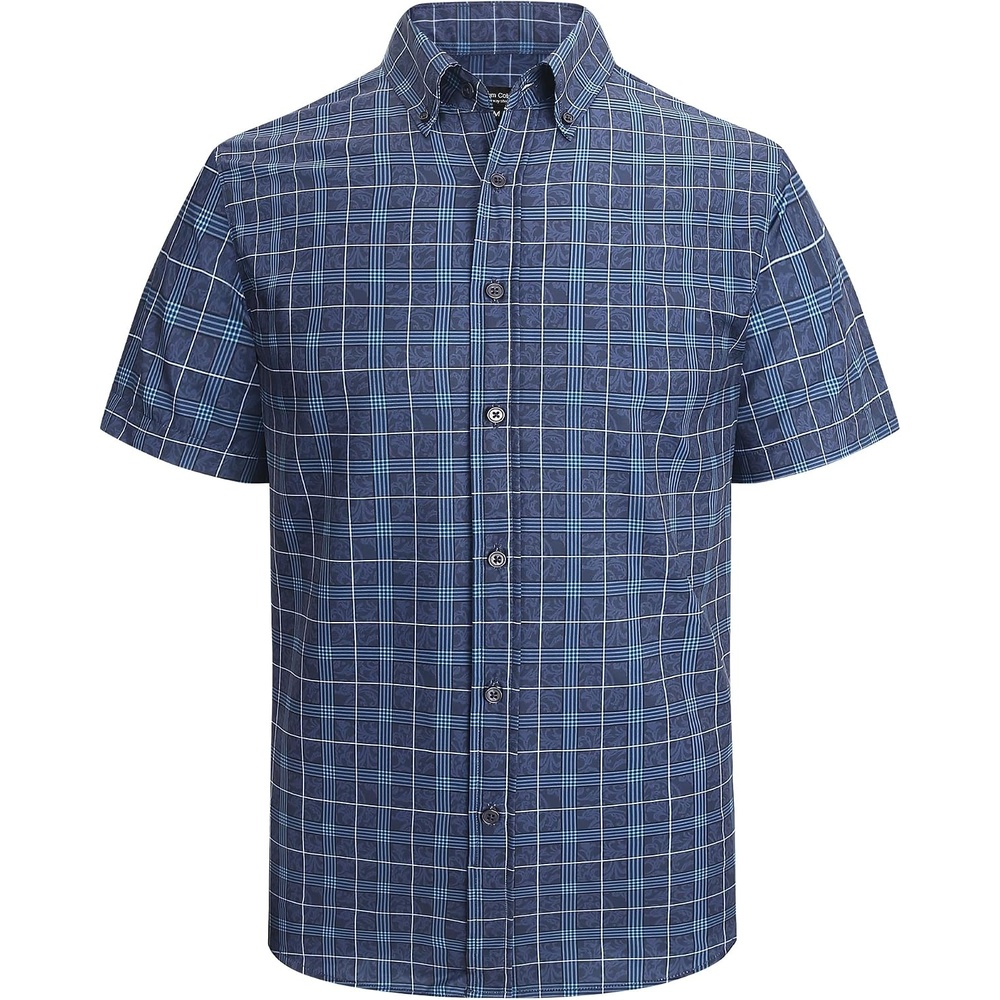 image:imageAlex Vando Mens Big Plaid Button Down Shirts Wrinkle Free 4Way Stretch Print Business Casual Shirt68 Navy With Print