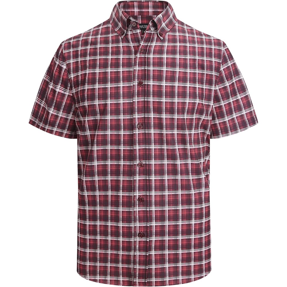 image:imageAlex Vando Mens Big Plaid Button Down Shirts Wrinkle Free 4Way Stretch Print Business Casual Shirt93 Red Black