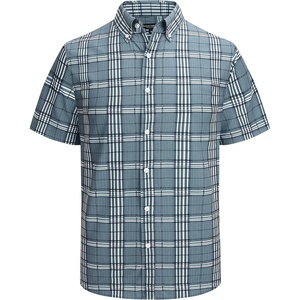 Alex Vando Mens Big Plaid Button Down Shirts Wrinkle Free 4-Way Stretch Print Business Casual Shirt(13 Dustyblue White)