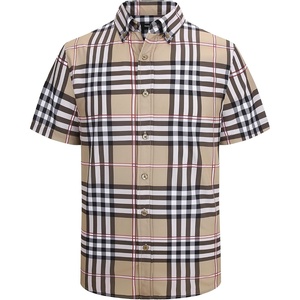 Alex Vando Mens Big Plaid Button Down Shirts Wrinkle Free 4-Way Stretch Print Business Casual Shirt(30 Brown/White)