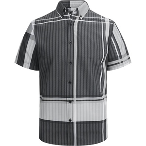 Alex Vando Mens Big Plaid Button Down Shirts Wrinkle Free 4-Way Stretch Print Business Casual Shirt(40 Black/Grey)