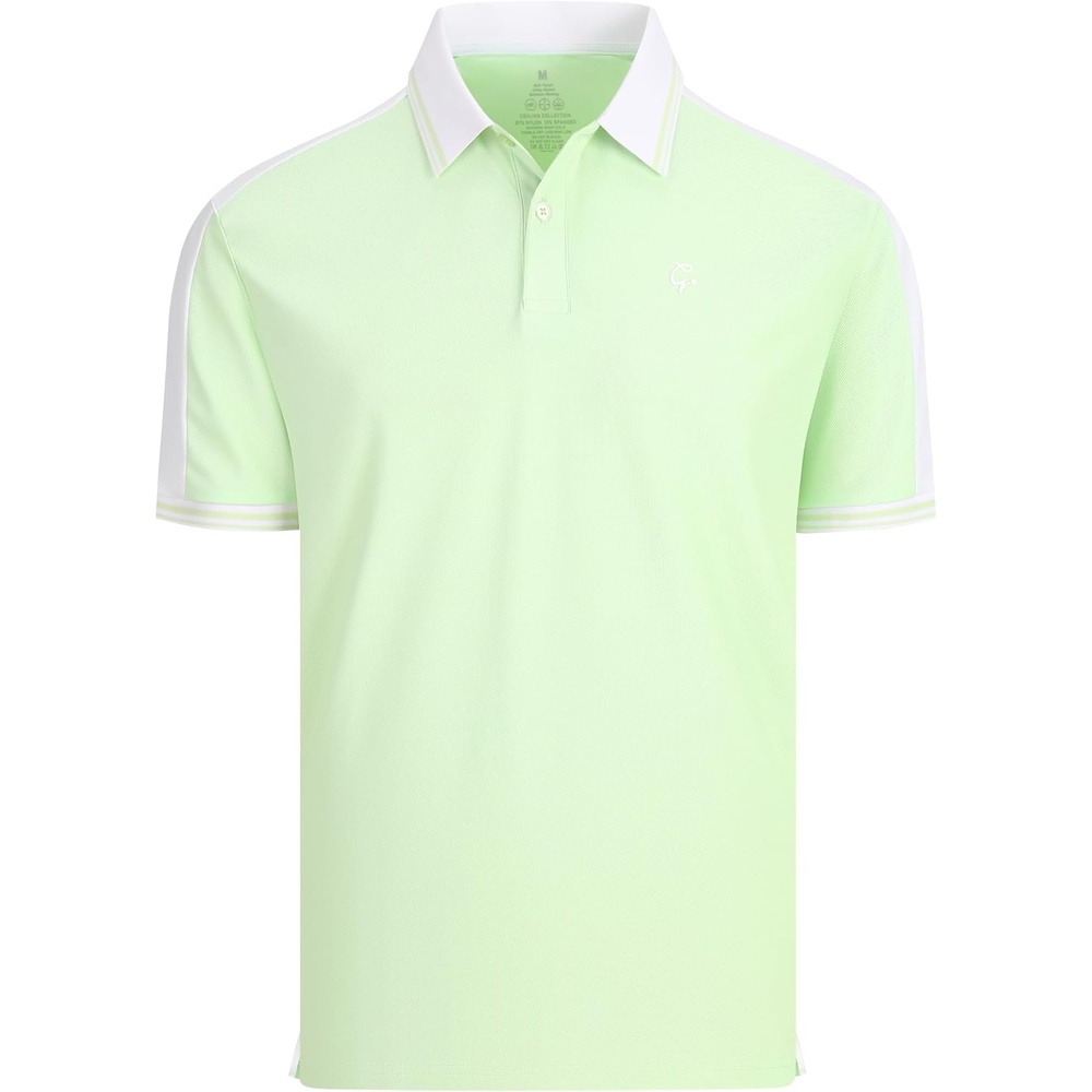 image:imageAlex Vando Mens Golf Polo Shirt Short Sleeve  Performance Stretch Nylon Pique Polo Shirts for Golf Sports amp Casual WearLt Green