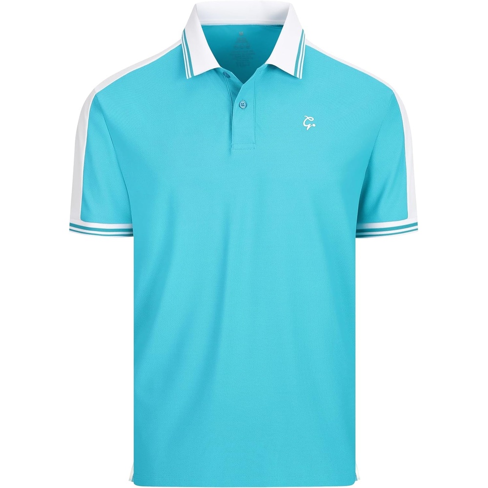 image:imageAlex Vando Mens Golf Polo Shirt Short Sleeve  Performance Stretch Nylon Pique Polo Shirts for Golf Sports amp Casual WearTurquoise