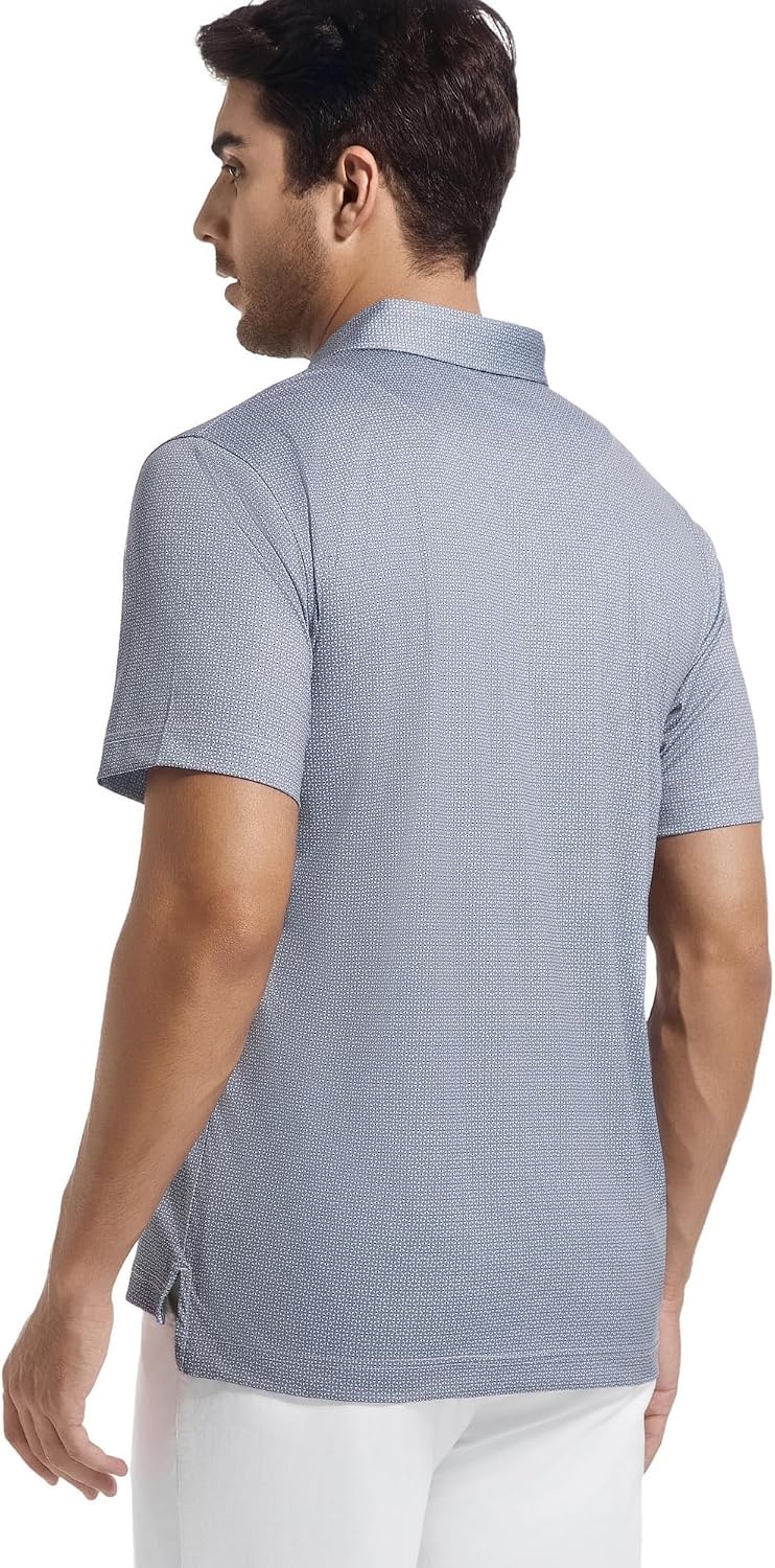 image:imageAlex Vando Mens Golf Shirt Moisture Wicking Classic Print Golf Shirts Shape amp color retainingLow maintenanceMultiscene active apparelBlack Dots