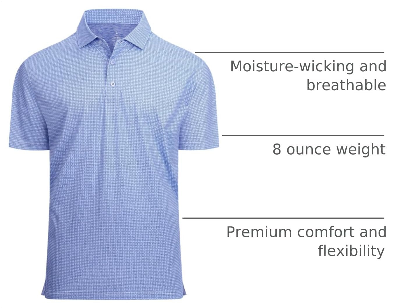 image:imageAlex Vando Mens Golf Shirt Moisture Wicking Classic Print Golf Shirts Shape amp color retainingLow maintenanceMultiscene active apparelBlack Square 25