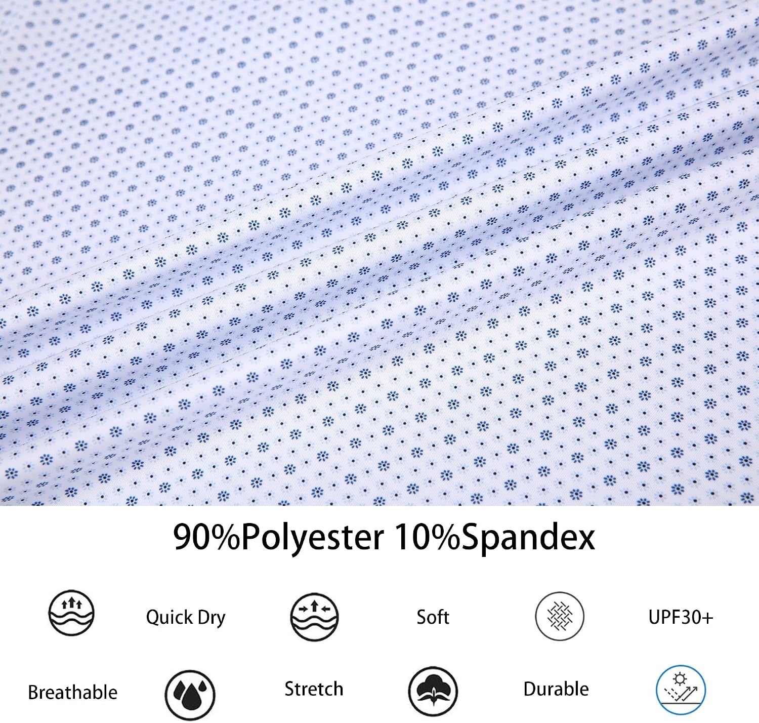image:imageAlex Vando Mens Golf Shirt Moisture Wicking Classic Print Golf Shirts Shape amp color retainingLow maintenanceMultiscene active apparelBlue Dots