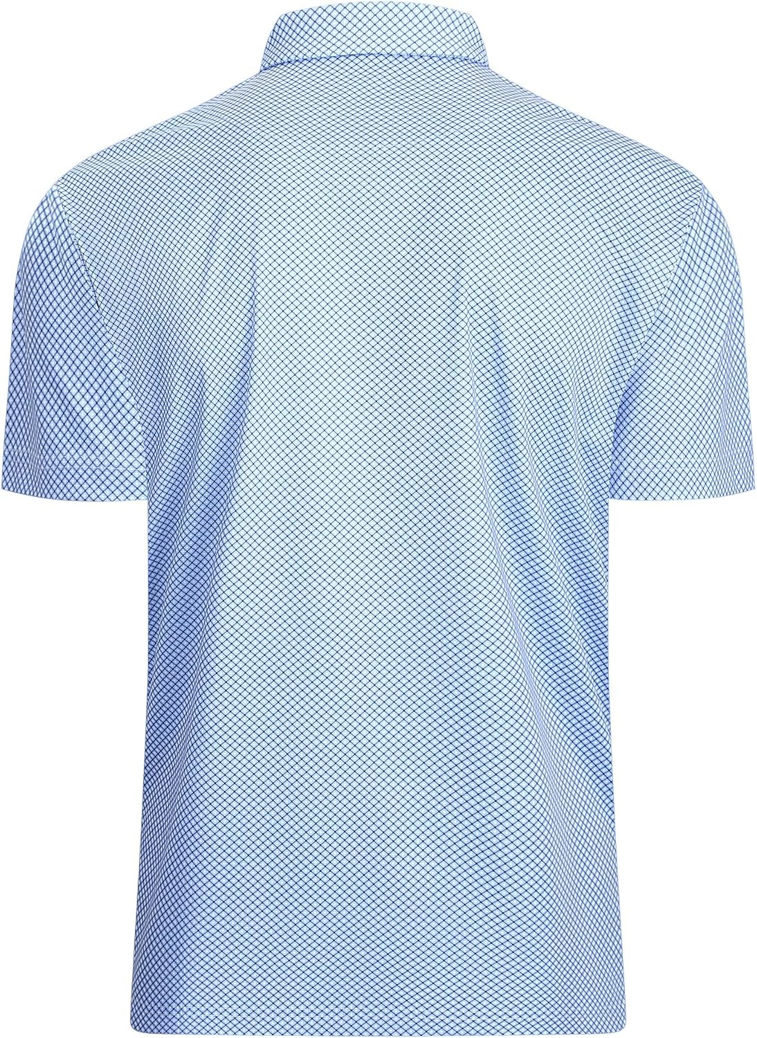 image:imageAlex Vando Mens Golf Shirt Moisture Wicking Classic Print Golf Shirts Shape amp color retainingLow maintenanceMultiscene active apparelBlue Square