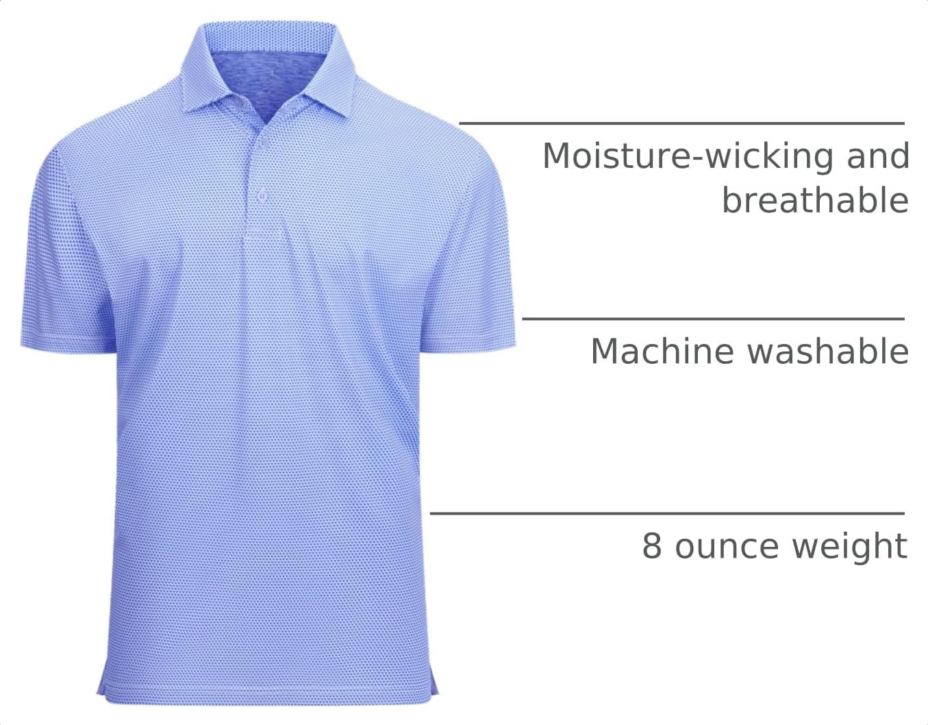 image:imageAlex Vando Mens Golf Shirt Moisture Wicking Classic Print Golf Shirts Shape amp color retainingLow maintenanceMultiscene active apparelBluewhite Square